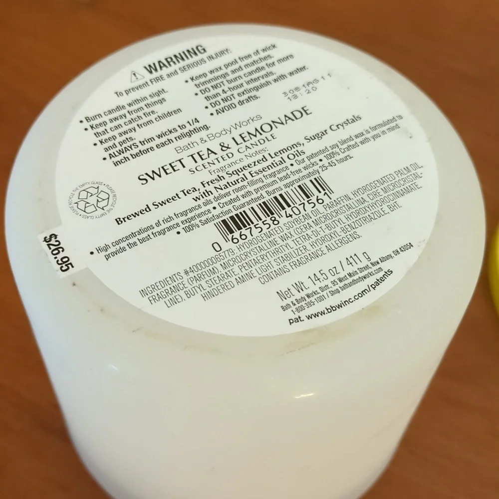 NWT BBW Bath and Body Works 3-Wick 🍋 Sweet Tea & Lemonade Candle 14.5 oz
